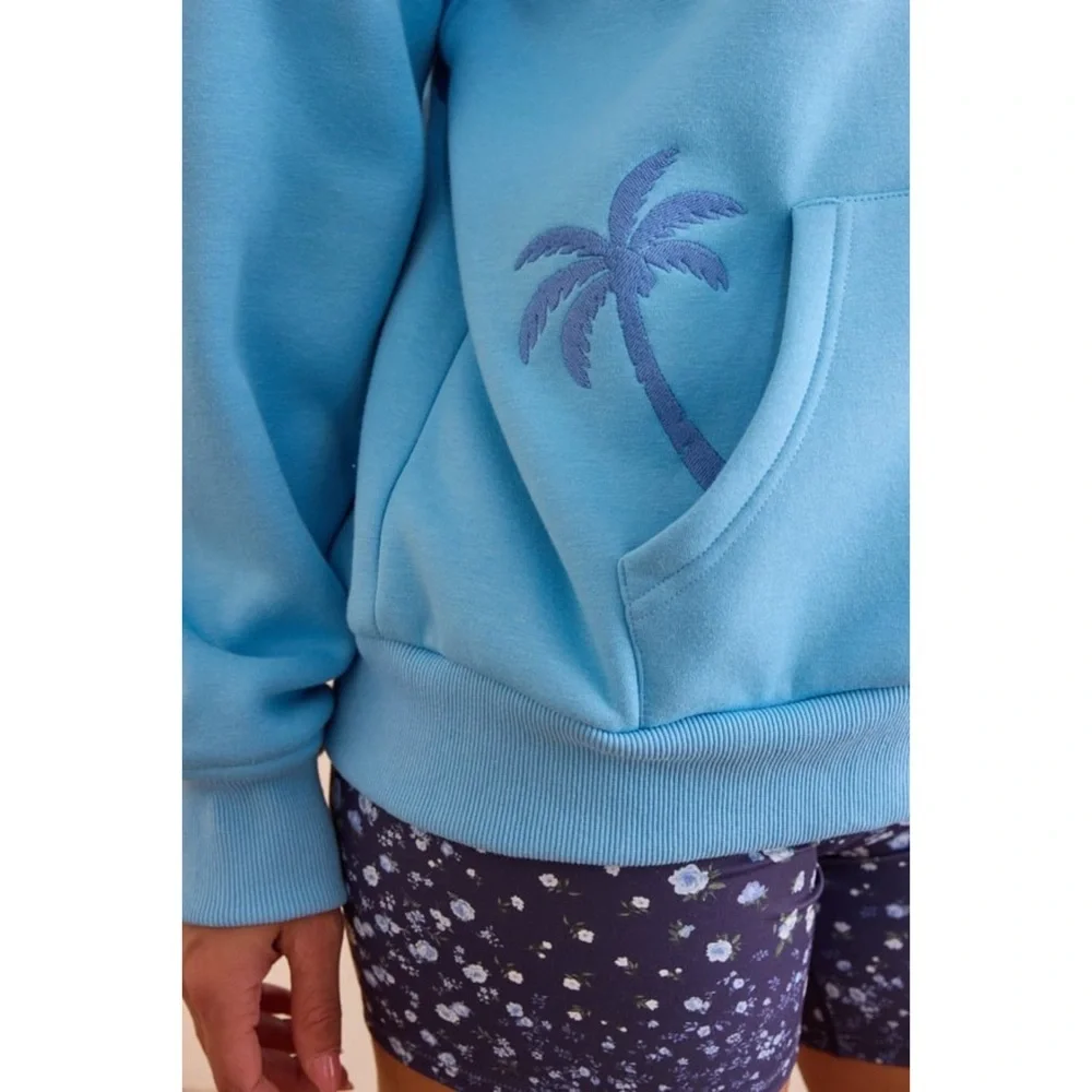 Sz XL Altar’d State Embroidered Aqua ‘Meet Me At The Beach’ Hoodie NWOT - Picture 6 of 7